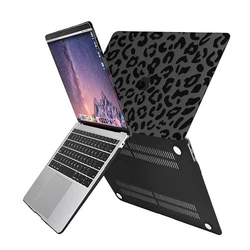 MOSISO Compatible with MacBook Air 13 inch Case 2021 2020 2019 2018 Release A2337 M1 A2179 A1932 Retina Display, Plastic Leopard Grain Hard Shell Case&Keyboard Cover&Screen Protector, Black thumbnail 3