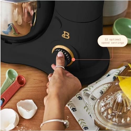 Stand Mixer 3.5 Qt with Flat Beater, Dough Hook, Balloon Whisk, Black Sesame by Drew Barrymore thumbnail 6