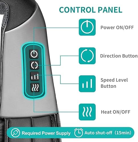 Nekteck Shiatsu Neck Massager for Pain Relief Deep Tissue with Heat, 3D Kneading Massage Pillow Back Shoulder Massagerfor Body Muscle, Plug-in Use for Home Office Car, Gifts for Mom Dad Him Her thumbnail 3