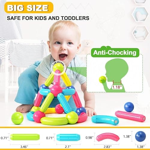 Loovio Magnet Toys for 3 Year Old Boys & Girls, Montessori Toys for Toddlers Kids, Magnetic Blocks Building DIY Learning Educational Toys Gift- Starter Set thumbnail 7
