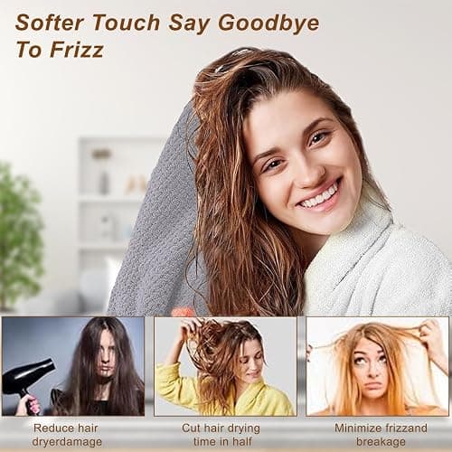 Kldnkig Microfiber Hair Towel for Women: Ideal Christmas Stocking Stuffer for Women, Teen Girls, and Children 3 Pack Drying Wrap Towels Designed for Curly Hair, Anti-Frizz Hair Care Accessory thumbnail 7