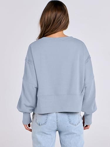 ANRABESS Womens Cropped Sweatshirts Oversized Crewneck Long Sleeve Tops 2026 Spring Winter Loose Pullover Teen Girls Clothes thumbnail 3