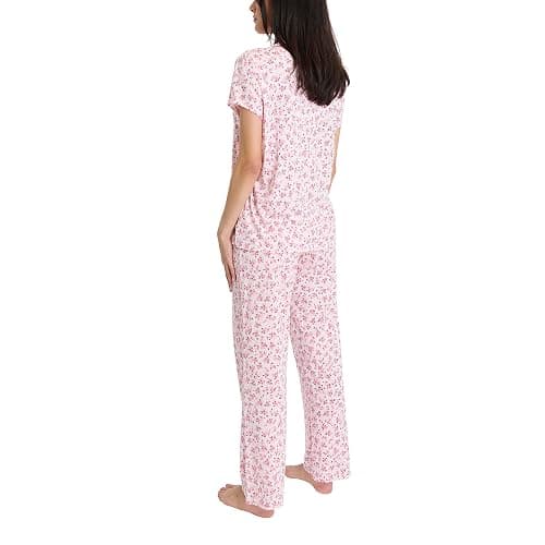 Laura Ashley Women's Pajamas 2 Piece Cotton Blend Notch Collar Button Down PJ Set thumbnail 2