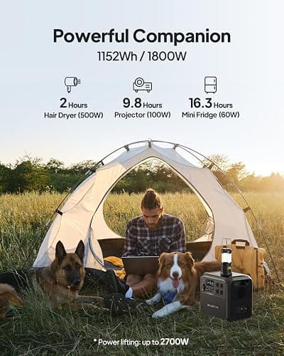 BLUETTI AC180 Portable Power Station 1152Wh 1800W LiFePO4 Solar Generator | Battery Backup w/ 4 1800W (2700W Peak) AC Outlets, 0-80% in 45Min, Fast Charge LFP Power for Camping, Off-grid, Power Outage thumbnail 3