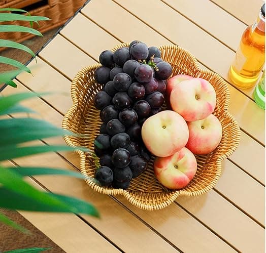 Wicker Bread Basket, Tabletop Food Serving Trays,Handwoven Storage Basket Bin for Fruit Vegetablesin Home Restaurant(2pcs) thumbnail 4
