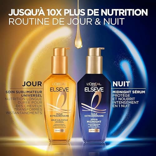 L'Oréal Paris Elseve Huile Extraordinaire Routine Nutrition Jour Nuit | 6 huiles fleurs rares, Huile camélia, Protection friction oreiller, Sans rinçage non grasse thumbnail 5