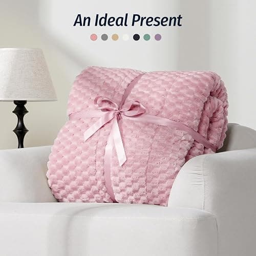 Wemore Fleece Weighted Blanket for Adults (60" x 80" 15lbs, Pink), Dual Sided Cozy Soft Sherpa Heavy Blanket, 3D Imitation Turtle Shell Warm Jacquard Flannel Weighted Blankets for Couch and Bed thumbnail 6
