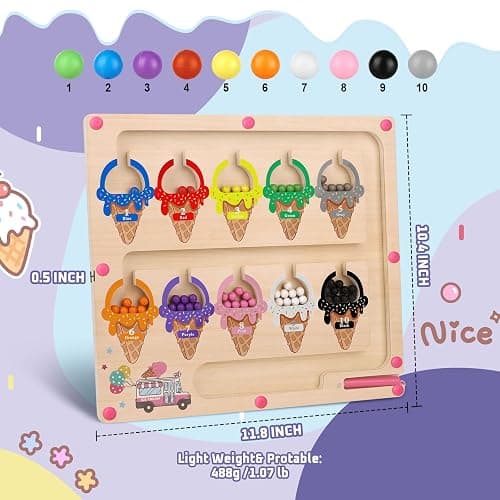 Montessori Magnetic Color and Number Maze Toy for Toddler Girls, Fine Motor Skills Board, Learning and Educational Birthday Gifts for Kids Girls 3-5 Years Old thumbnail 2