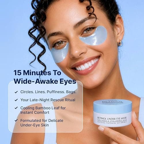 Under Eye Patches for Dark Circles: 30 Pairs Retinol Collagen Eye Gel Masks - Refreshing Under Eye Care for Appearance of Wrinkles & Puffiness - Gift for Moms Travelers Night Workers (Navy) thumbnail 2