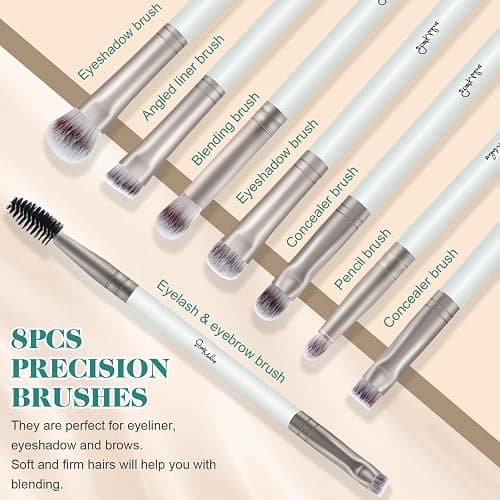 START MAKERS 12PCS Makeup Brushes Set, Professional Makeup Brushes Foundation Powder Concealers Eye Shadows Make Up Brush with 2 Makeup Sponge and Compact Mirror thumbnail 4
