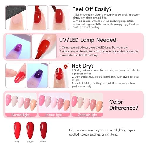 COSCELIA 25PCS Gel Nail Polish Set Spring Summer Colors Gel Nail Polish Soak Off with Glossy Matte Silver Golden Glitter Top Coat Red Brown Black White Green DIY Gifts for Women Girls thumbnail 7