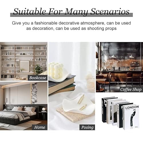 5 PCS Decorative Fake Books Set, Fashion Hardcover Display Books for Home Décor - Foldable Faux Book for Coffee Table, Bookshelf, Office - Stacked Modern Decorative Book Set (B) thumbnail 8