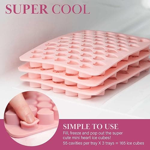 Paris Hilton Heart Shaped Mini Ice Cube Tray Set, Includes 3 Mini Ice Cube Molds, Ice Bin Storage Container with Lid and Ice Scoop, Made without BPA, 6-Piece Set, Pink thumbnail 7