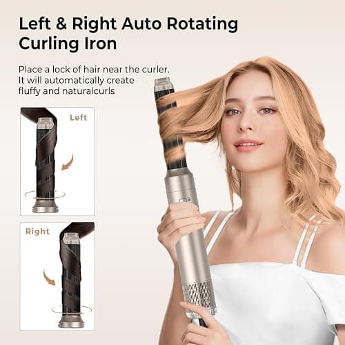 6 in 1 Hairstyler Rundbürstenföhn Haartrockner,Airstyler Lockenstab mit Luft, 3 Temperaturregelung, 1000w Föhnbürste, Geben Sie dem Haar Volumen, Glätten, Locken und Föhnen Sie Trockenes Haar thumbnail 2
