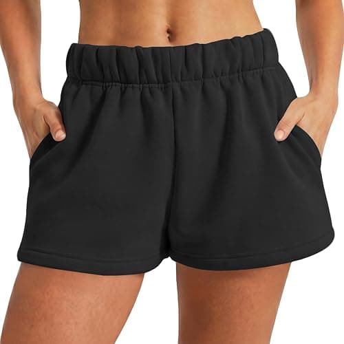 ALTHLEMON Women's Sweat Shorts High Waisted Fleece Lined Casual Lounge Athletic Cotton Shorts with Pockets - Image 1