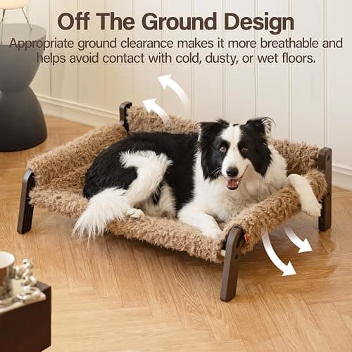 MEWOOFUN Elevated Dog Bed, Raised Dog Sofa with Non-Slip Bottom, Washable Pet Couch Bed Indoor & Outdoor Up to 66lbs (Plush Brown) thumbnail 5