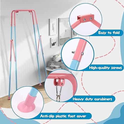 TALECO Gear Toddler Swing, 3-in-1 Swing Sets for Backyard, Baby Swing Outdoor/Indoor, Toddler Swing Set Suitable for Children 6 Months and Older (Pink) - Pink thumbnail 5