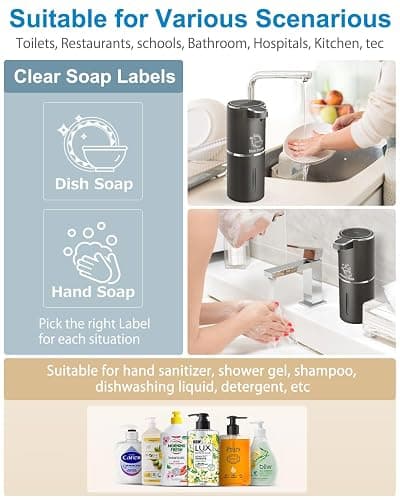 Gotofine Automatic Liquid Soap Dispenser,4-Level Adjustable, Wall Mount,USB Rechargeable,12.8oz/ 380ml,Touchless Hand & Dish Soap Dispenser for Bathroom, Kitchen,Hotel, Restaurant thumbnail 6