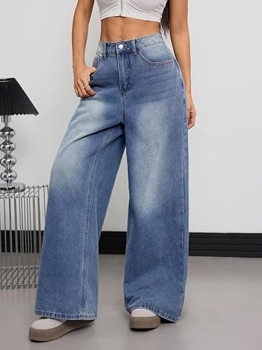 OYICAI Womens Baggy Jeans Wide Leg Denim Pants Y2k 90s Vintage Hip Hop Loose Long Trousers Streetwear thumbnail 3
