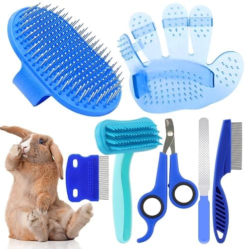 Rabbit Grooming Kit, Rabbit Brush for Shedding with Bunny Nail Clipper, Rabbit Nail Trimmers with Pet Combs for Hamster Guinea Pig Ferret by KALAMANDA - Image 1