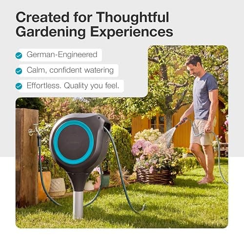 GARDENA Automatic Retractable Garden Hose Reel - 66 Feet - 360 Degree Swivel Outdoor Hose Reel with Metal Spike Base - Auto Retract - UV Resistant Housing - Easy Install No Tools Required - 18614 thumbnail 7