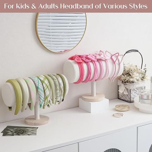 ProCase Headband Holder Stand (1 Pack), Headwear Storage Organizer Display Rack for Hair Accessories Hairband Bow Jewelry for Girls Women -Beige thumbnail 4