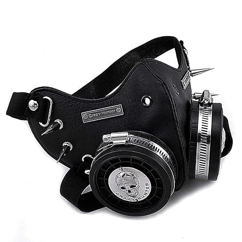 crazy hunter Steampunk Mask Cosplay Skull Masque Men/women Gothic Leather Mask thumbnail 2