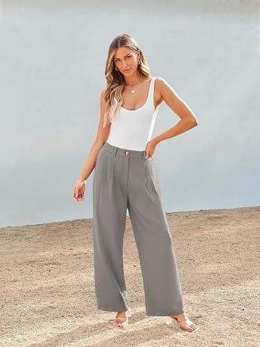 AUTOMET Women Wide Leg Dress Pants High Waisted Loose Fit Business Casual Work Trousers with Pockets 2026 thumbnail 2