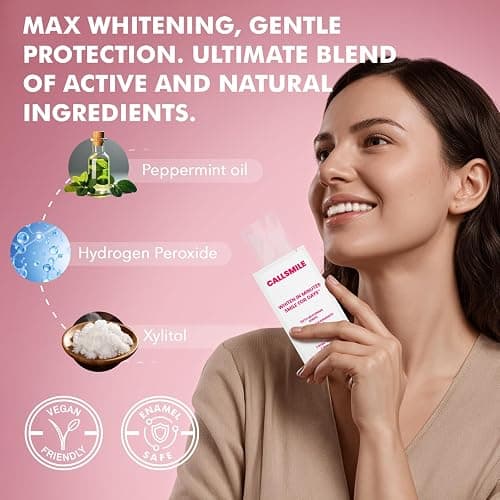 CALLSMILE Teeth Whitening Strips - Whitening Strips for Sensitive Teeth, Hydrogen Peroxide Teeth Whitener for Coffee, Wine, Tobacco, and Other Stains, 28 Strips (14 Days Treatment), Mint thumbnail 5