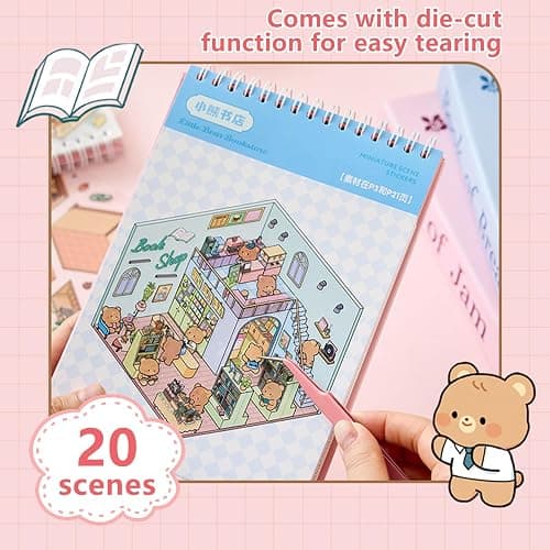 deegbbyi 20 Sets 3D Autocollants de Scène, DIY Amusants House Sticker avec 2Pcs Pince, Stickers 3D, Stickers Scene Miniature, Convient aux Adultes et Enfants pour Soulager Stress et Passer le Temps thumbnail 5
