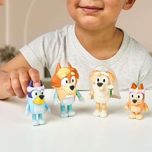 Bluey Figure 4-Pack Wedding Time, Re-Enact Uncle Rad and Frisky's Wedding Day and Bingo Flower Girl Figures thumbnail 3