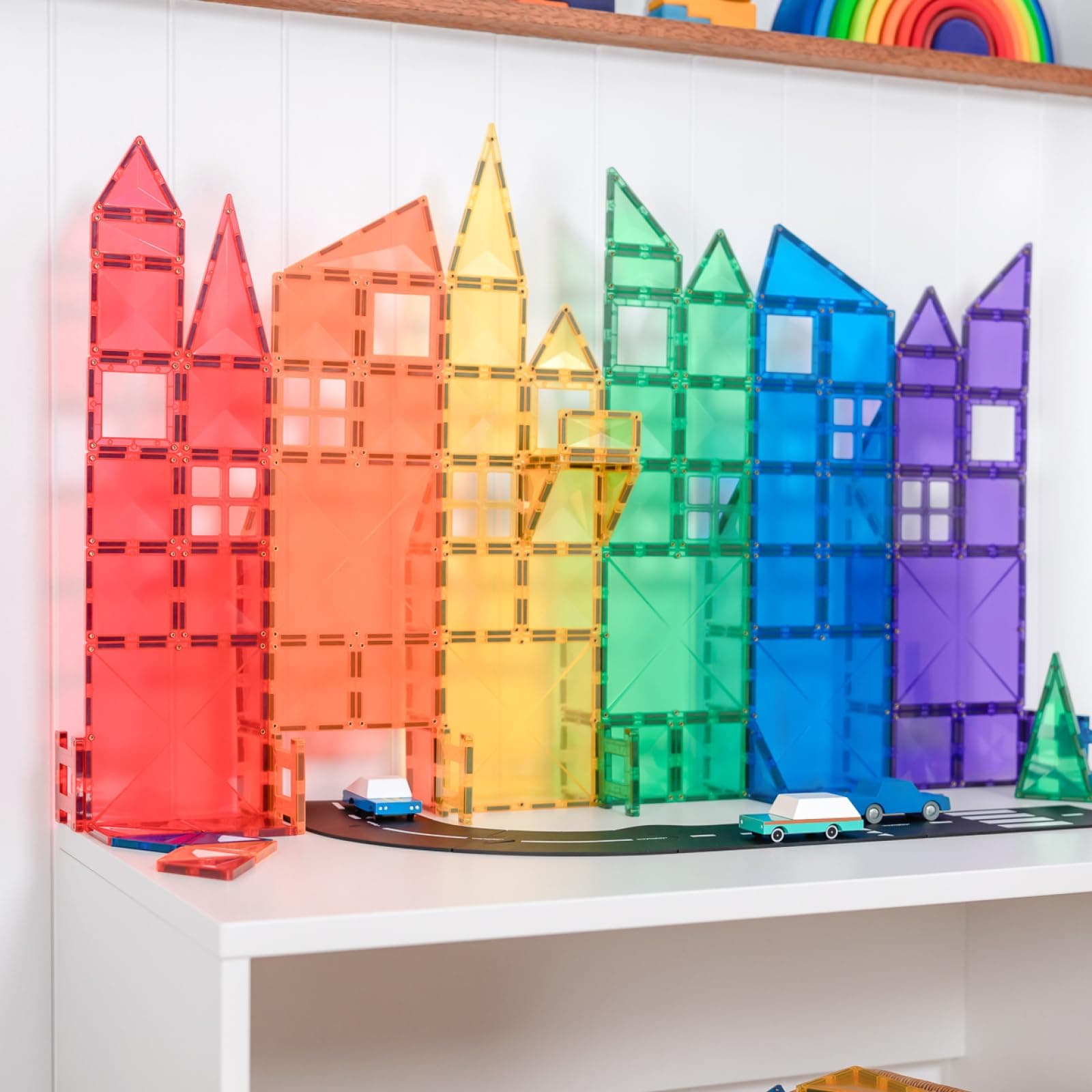 CONNETIX Magnetic Tiles Rainbow Creative Pack, 102 Pieces thumbnail 5