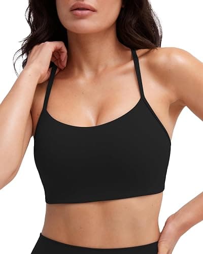 PAVOI ACTIVE Yoga Racerback Bras for Women - Buttery Soft Low Support Scoop Neck Y-Back Thin Strap Sports Bra - FlexFlow - Image 1