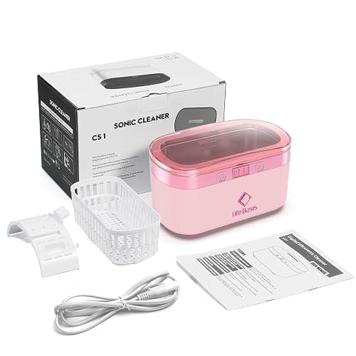 LifeBasis Ultrasonic Jewelry Cleaner, 17 OZ Ultrasonic Cleaner with 42kHz, Portable Jewelry Cleaner with 5 Cleaning Timer and Watch Holder for Jewelry Eyeglasses Watches Gold - Pink thumbnail 8