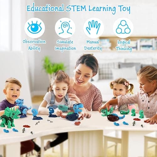 Dinosaur STEM Toys for Kids 3-5, Take Apart Dinosaur Toys with Electric Drill, Educational Building Toy & Construction Set, DIY Christmas Birthday Gifts for 3 4 5 6 7 8 Years Old Boys and Girls thumbnail 2