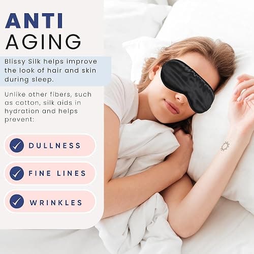 Blissy Silk Sleep Mask - Eye Sleeping Mask for Women & Men for Total Blackout - 100% Pure Mulberry Silk, 22 Momme 6a Fibers - Blindfold Sleep Mask Side Sleeper Eye Cover (Non Adjustable) thumbnail 6