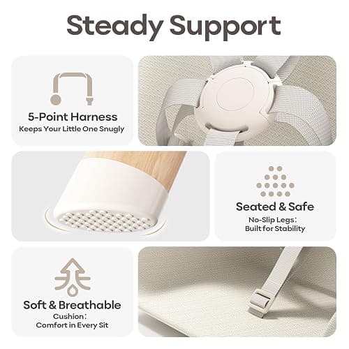Mloong High Chair for Babies and Toddlers - Adjustable 4-in-1 Baby High Chairs with Dishwasher Tray, Easy Clean Highchair, Beige thumbnail 6