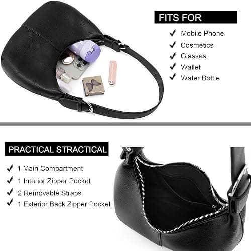 NIUEIMEE ZHOU Hobo Bags for Women Soft Vegan Leather Crescent Shoulder Handbag Slouchy Tote Crossbody Purses thumbnail 5