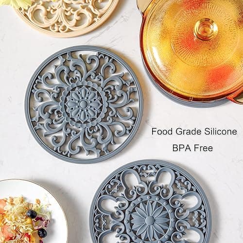 Extra Thick Silicone Trivet Mat for Hot Dishes, Hot Pots and Pans, Pot Holder, Hot Pad to Portect Your Table and Countertop, Kitchen Decor and Accessories,Turquoise,Set of 3 thumbnail 6