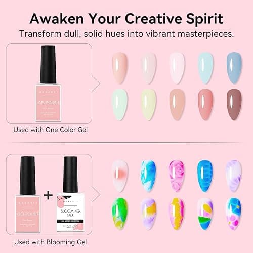 Makartt Blooming Gel-Clear 2 Pcs Marble Gels Nail Polish Blossom Gels for Spreading Effect,Gel Paint Nail Art Supplies for Watercolor Design,Floral Print, Nail Art Design DIY Manicure for Women thumbnail 2