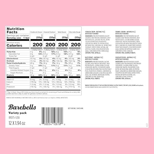 Barebells Protein Bars Variety Pack - 12 Count, 1.9oz Bars - Protein Snacks with 20g of High Protein - Chocolate Protein Bar with 1g of Total Sugars - Perfect on The Go Protein Snack & Breakfast Bars thumbnail 2
