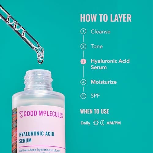 Good Molecules Hyaluronic Acid Serum - 1% Hyaluronic Acid Non-greasy Ultra Hydrating Serum, Facial Moisturizer for Plumper Skin, Skin Care for Face thumbnail 5