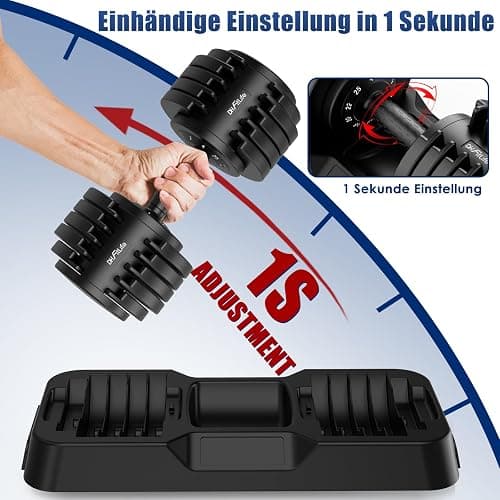 DH FitLife 25kg verstellbare Hanteln 4 bis 25 KG mit 10 Gewichtsstufen, Kurzhanteln Hanteln Set mit Hantelscheiben, Variable Gewichte 10 in 1 thumbnail 2