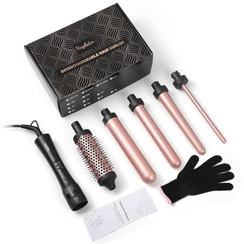 Haglater Lockenstäb 5 in 1, Keramik Lockeneisen mit Multifunktion Lockenbürste, Lockenstabe mit Verschiedenen Aufsätzen Große und Kleine Locken 9-38mm thumbnail 7