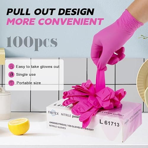 FINITEX Nitrile Disposable Latex-Free Gloves - 3.5mil 100PCS Powder-Free Latex Free Cleaning Medical Exam Food Gloves thumbnail 8