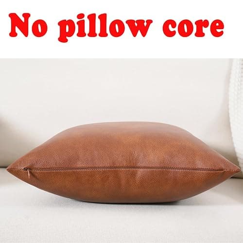 GEGELICA Faux Leather Throw Pillow Covers 18X18 Inch Set of 2 Brown Outdoor Modern Farmhouse Solid Decorative Pillow Covers for Room Couch Living Bedroom Bed Sofa thumbnail 6