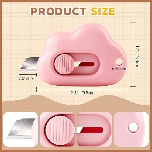 Box Cutter Retractable,Package Opener, Easy Slide Retractable Cute Box Cutter for for opening daily express boxes,packages and more (3 Pcs Cloud Mini Cutter) thumbnail 3
