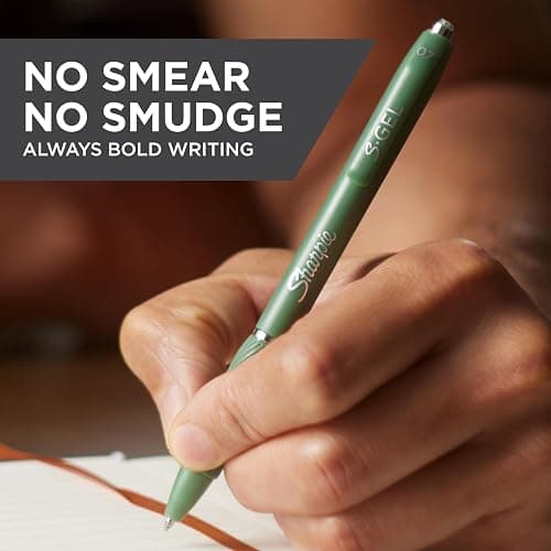 Sharpie S-Gel Gel Pens, Green Barrel, Black Ink, Medium Point (0.7mm), 4 Count - For Home, Office, College, Journaling, Drawing, Note-Taking, Writing thumbnail 2