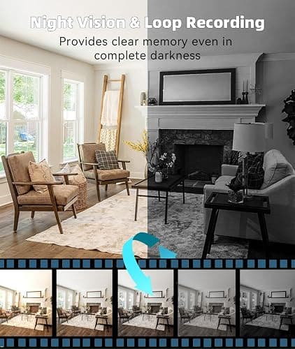 XSHGZ Wireless WiFi Indoor Security Camera with Clock for Home with App Control, Motion Detection, 150° Outdoor Camera with Night Vision & Loop Recording for Office/Shop/Pet/Garage,User-Friendly thumbnail 3