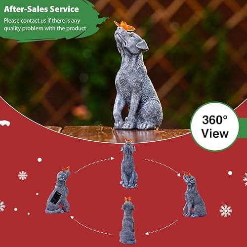 Goodeco Dog Statue with Solar Butterfly - Ideal Gifts for Dad, Mom or Birthdays, Beautifully Crafted Outdoor Decorations to Wow Your Guests thumbnail 3